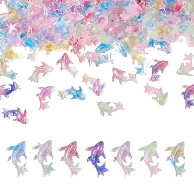 KISSITTY 140Pcs Goldfish Nail Charms 3D Goldfish Nail Art Charms Resin Animal Nail Art Decoration for Manicure