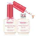 Beetles Heart Glitter Top Coat and Rubber Base Color Gel Polish Kit, Easy Heart & Glossy Shine Nail Art, Long Lasting Soak Off Manicure Spring Gift for Women