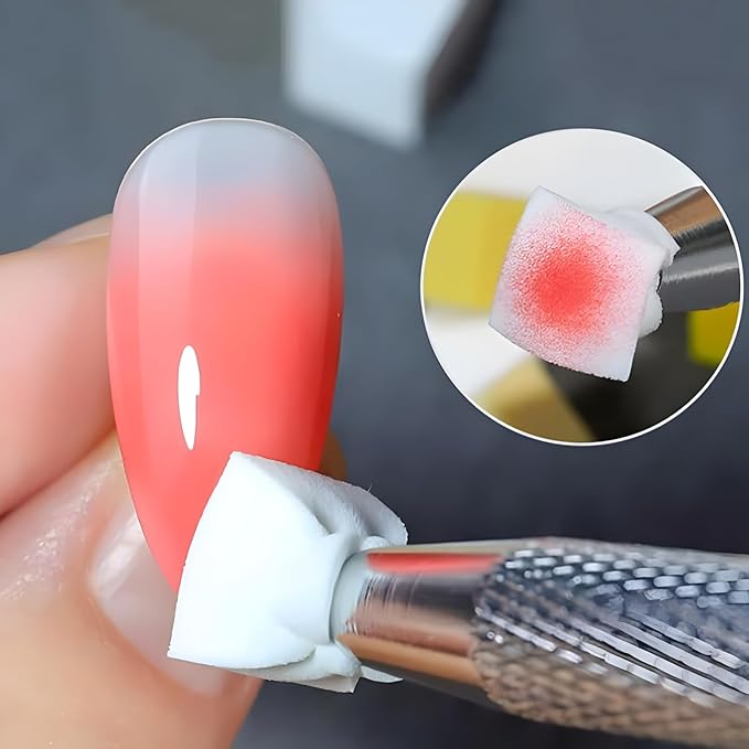 100 Pcs White Soft Nail Sponges for Ombre, 4 Claws Nail Sponge Metal Grabber,Ombre Nail Brush Nail Supplies Manicure Nail Art Tools Nail Accessories