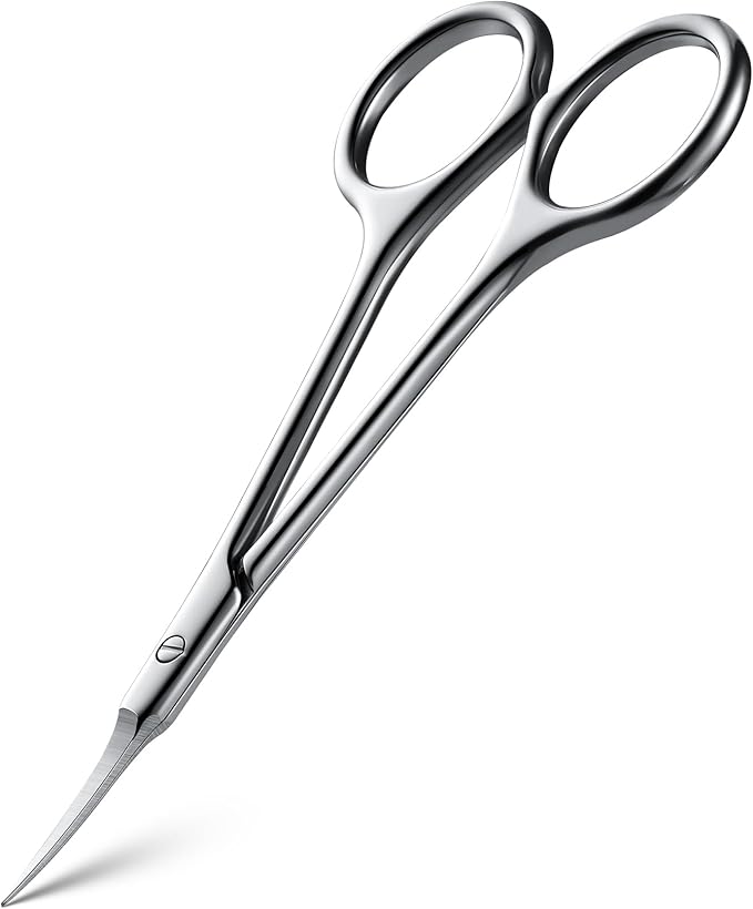 BEZOX Curved Cuticle Scissors – Precision Little Manicure Scissor Extra Fine Tip for Women, Sharp, Sleek, and Designed Finger Nails Scissor for Flawless Nail Care - Silver