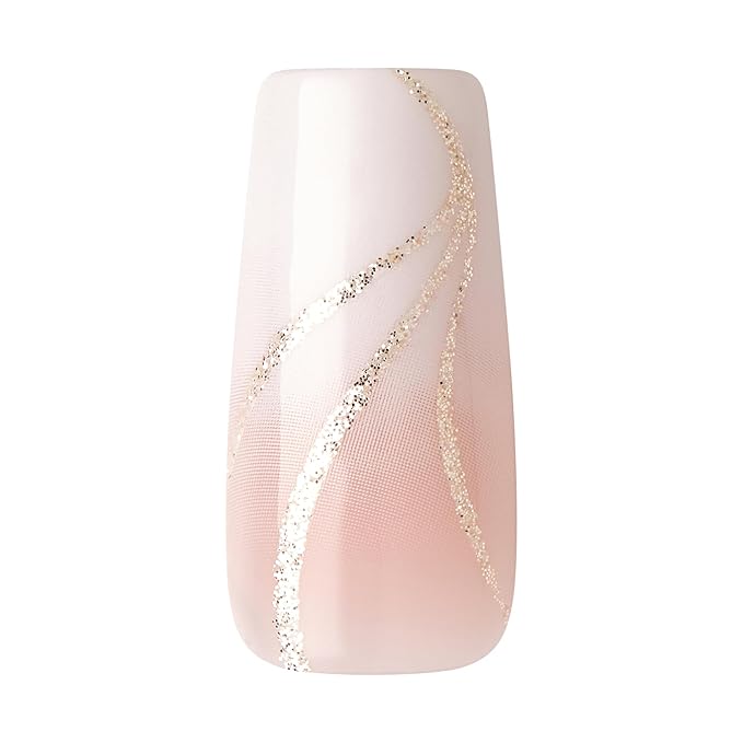 KISS Classy, Press On Nails, Nail glue included, 'Stunning!', French, Long Size, Square Shape, Includes 30 Nails, 2g Glue, 1 Manicure Stick, 1 Mini file