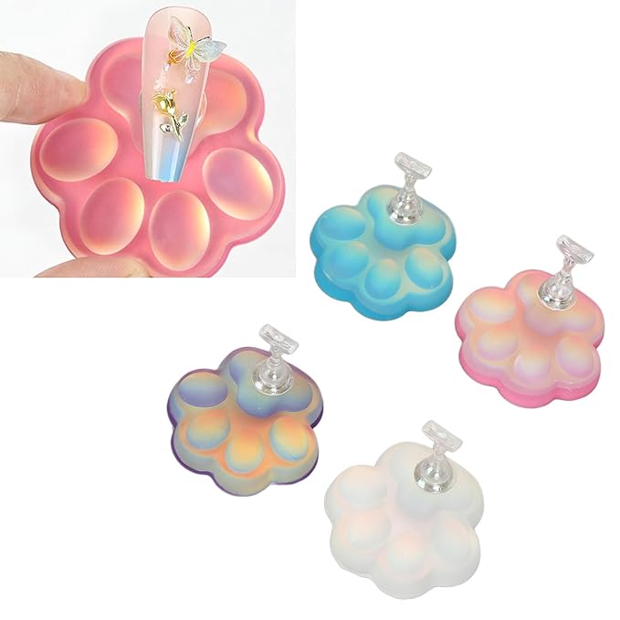 4pcs Nail Stand for Press Ons, Cat Claw Magnetic Acrylic Nail Art Display Stand Practice Holder, Training Fingernail Display Stands, Salon DIY Manicure Tools, Wholesale Business