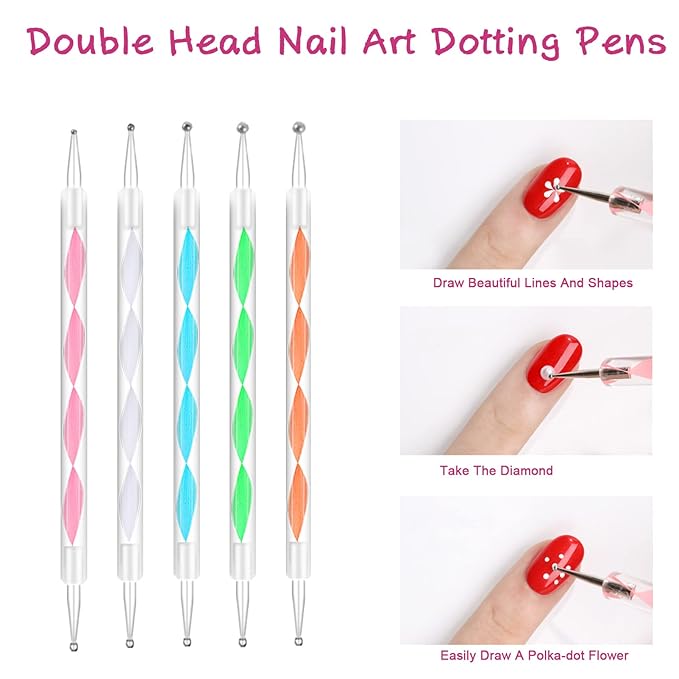 71 in 1 Nail Art Brushes Set with Resin Nail Art Palette, 50 Pcs Clear Nail Swatch Sticks, 5 Pcs Nail Dotting Pens, Nail Tech Supplies Tools for Nail Art