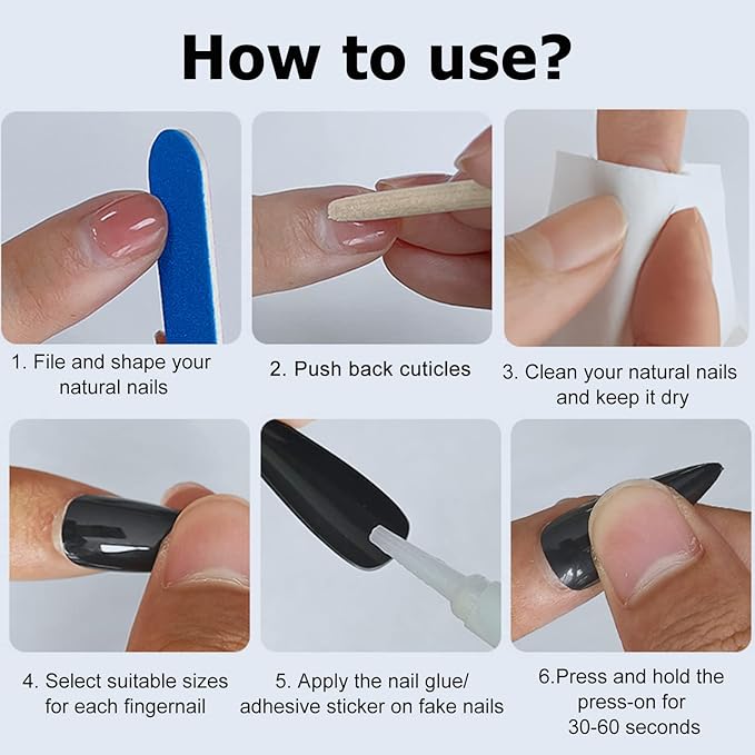 AddFavor 576pcs Long Stiletto Press on Nails 24 Solid Colors Glossy Full Cover Fake Nails Acrylic Artificial False Nail Tips 12 Sizes for Women Girls Nail Art Design