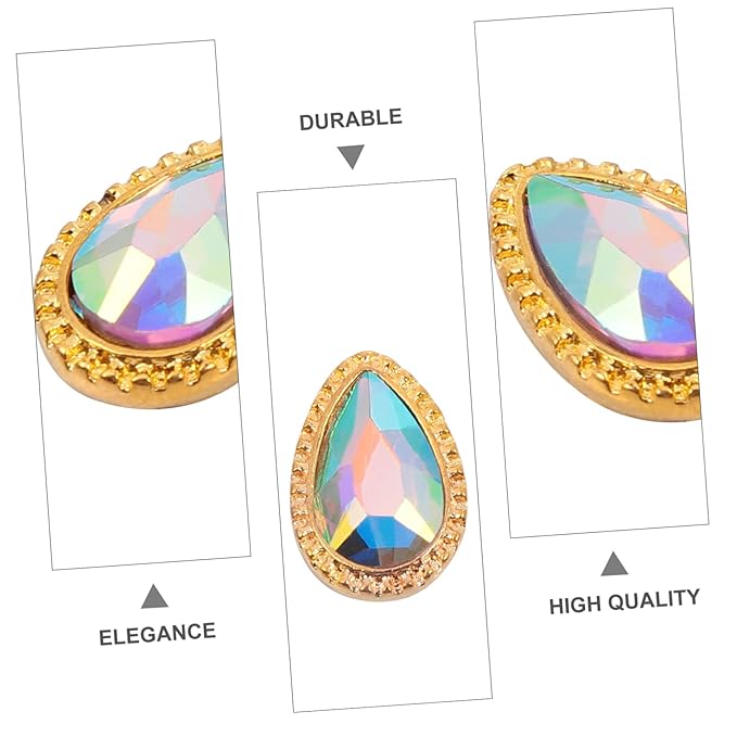 Beaupretty 30Pcs Crystal Nail Art Rhinestones 3D Glitter Waterdrop Oval Nail Gems Stone DIY Jewelry Flat Back Nail Studs Manicure Stickers for Nail Decor Phone Charms