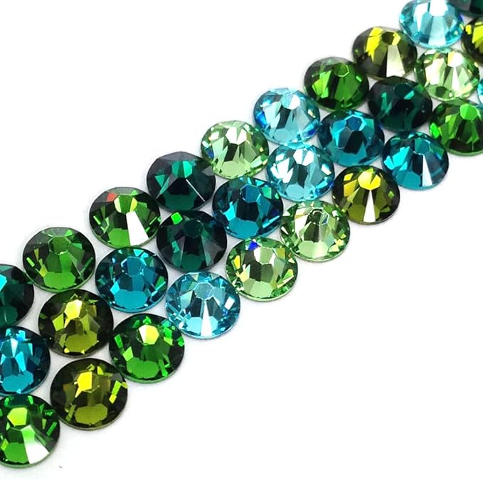 144 pcs (1 Gross) Austrian Crystal Austria 2058 Xilion Rose Crystal Flat Backs No-Hotfix Rhinestones Nail Art Green & Teal Colors Mix ss7 (2.2mm) Crystal-Wholesale Bling DIY Round gems Resin