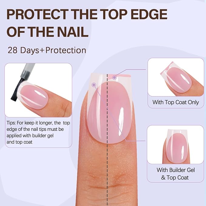 X-BASIC TIPS French Tip Press On Nails, 150Pcs French Gel Nail Tips Short Square, Soft Gel Pre-shaped No Need to File 3 in 1 Tips, Fake Nails for Nail Art DIY Extension Designs 15 Sizes
