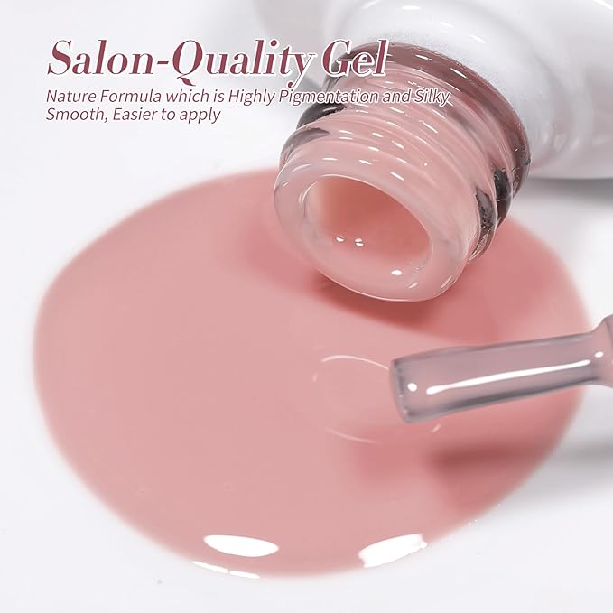 Born Pretty Milky White Jelly Nude Pink Gel Nail Polish Valentine's Day Translucent Natural Sheer Pink Soak Off U v Light Cure Gel Polish Kit for Salon and Nail Art DIY at Home 6Colors