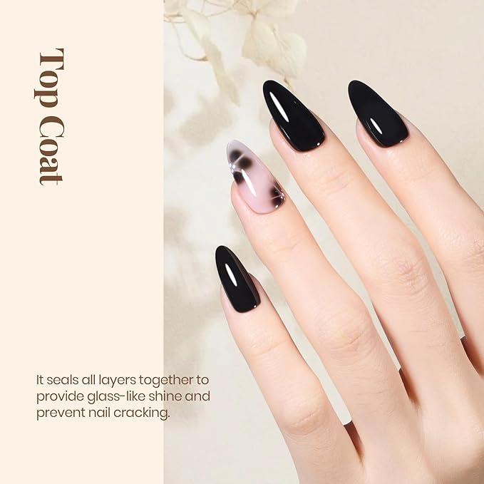 Beetles Gel Top Coat - 15ML Gel Polish No Wipe Top Coat for Nails Soak Off UV/LED Cured High Gloss Shine Long Lasting Protection