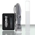 Guowall 2pcs Manicure Set Stainless Steel Nail Clipper and Nano-Glass Nail File Personal Beauty Care Tools with Metal Storage Box