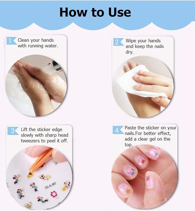 Unicorn 3D Nail Art Stickers Decals Self-Adhesive for Kids Little Girls, 270+ Cute Nail Tip Star Crown Princess Nail Manicure for Fingernails Toenails Birthday Party Supplies Gift Favors