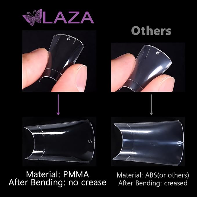 Laza 600pcs Short Duck Nail Tips 12 Sizes Box-packed Clear Duck Nails Half Cover Wide Nail Tips French False Nail Tips for Acrylic Nails Extension Tips — 22MM