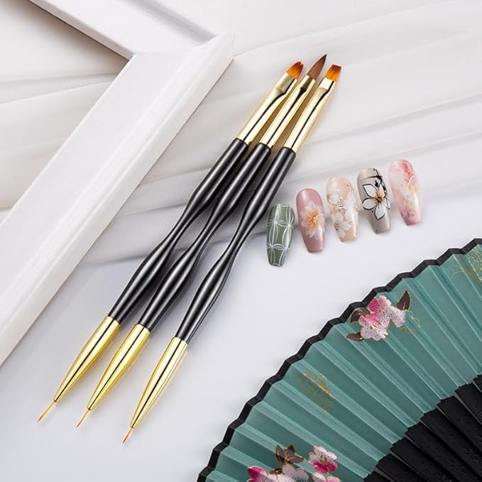 Nail Art Brushes Set, 32pcs Nail Design Painting Brushes, Professional Nail Art Design Brushes, Nail Fine Liner Brushes, Black