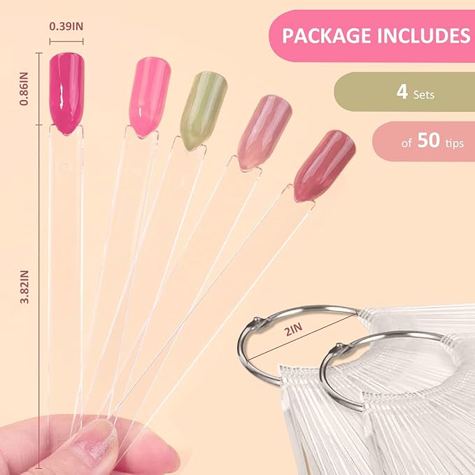 200Pcs Nail Swatch Sticks Nail Polish - Nail Sample Swatches for Gel Polish Clear Nail Polish Swatch Stick Nail Color Display - Nail Swatches Sticks