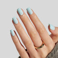 LAMIMOSA 32Pcs Light Blue Cat Eye Press On Nails Short Square, Soft Gel Baby Blue Fake Nails in 16 Sizes, Reusable Glue on Nail kit, AQUAMARINE QUARTZ