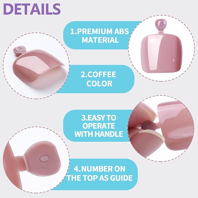 Teenitor Press on Toenails for Women with Glue, 120cps Coffee Toe Nail Press ons Fake Toe Nails Tips, Toe Press on Nails Short Square Toenail Press Ons, Acrylic Toe Nail Kit