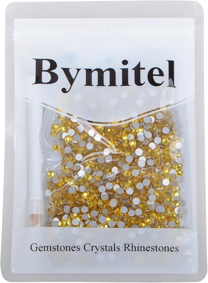 1440PCS Art Nail Rhinestones Non Hotfix Glue Fix Round Crystals Glass Flatback for DIY Jewelry Making with one Picking Pen (ss16 1440pcs, Citrine)