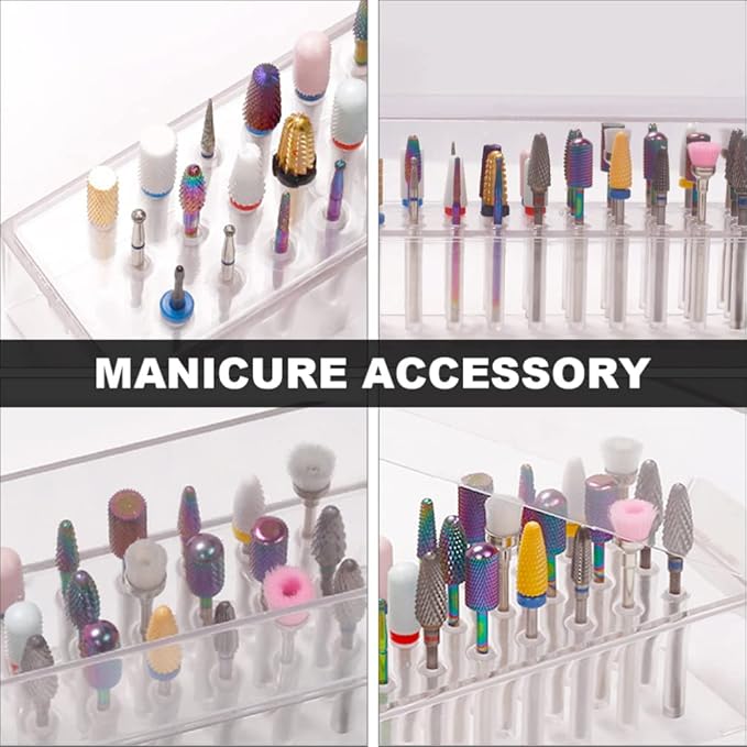 Sturdy Nail Drill Bits Box 30 Hole Storage Case Grinding Head Holder Manicure Tool Display