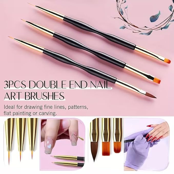31 Pcs Nail Art Brush Set, Nail Art Tool Set with Liner, Dotting, Fan & Flat Nail Brushes Drawing Pen for Acrylic, Gel Polish, DIY Manicure at Home & Salon Design Supply-Hot Pink