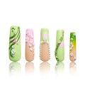 LOVFUL Press on Nails Green Fairy| Handmade with Full Covered Crystals| Reusable Fake Nails| Square Mid length 1.7in| H246-S