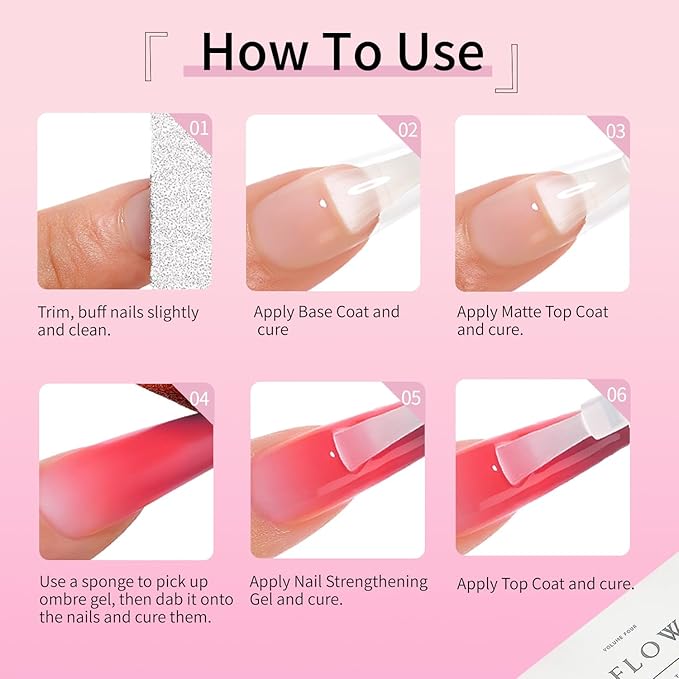 Finger Secret 8 Colors Ombre Gel Pat Nail Polish Set,Ombre Pigment for Nails, Pat Painting Gradient Blooming Gel with 50Pcs Nail Sponges for 3D Gels Nail Art can be Painted in Salon or Home Use