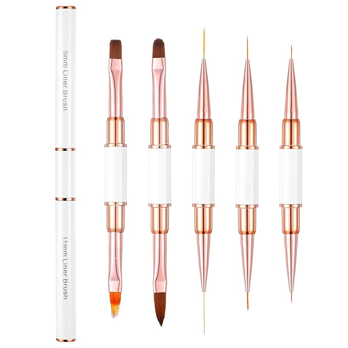 5 Pcs Nail Liner Brushes Double-Ended Nail Art Brushes Set Gel Polish Detail Nails Art Brush Professional Thin Nails Arts Brush for Gel Polish Acrylic Application DIY Manicures & Salons