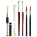 SILPECWEE 6Pcs Ombre Brush For Gel Nails Acrylic Nail Art Brush Fan Nail Brush Nail Gradient Pen Nail Sponges Pens Nail Art Tools For Salon&DIY