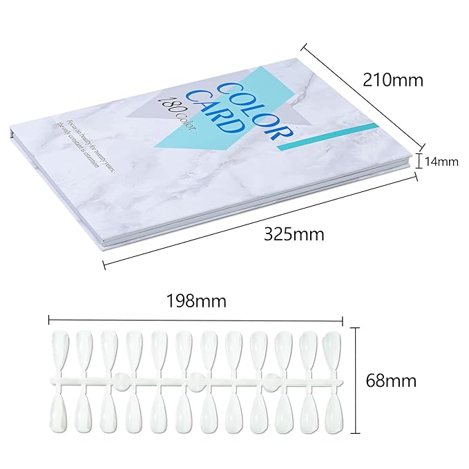 NMKL38 180 Colors Nail Display Chart Nail Gel Polish Organizer Color Card with 240 False Nail Tips Salon Nail Supplies Sample Chart Cardboard Painting Practice Book (Marble)