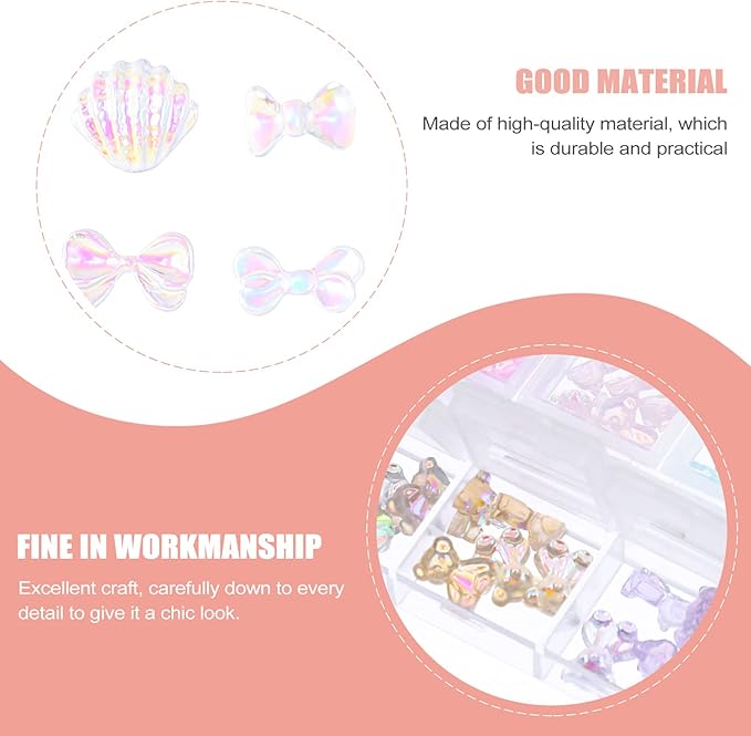Beaupretty 120pcs Bear and Butterfly Nail Charms for Nail Art Decoration Resin for Craft Projects for Manicure and Creative Designs