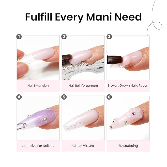 Beetles Poly Nail Extension Gel Kit 12Colors Clear Pink Purple Brown Glitter Neutral Poly Nail Gel Kit Jelly Gel Quick Building Nail Enhancement Manicure Kit DIY New Year Gifts beetles vday gifts
