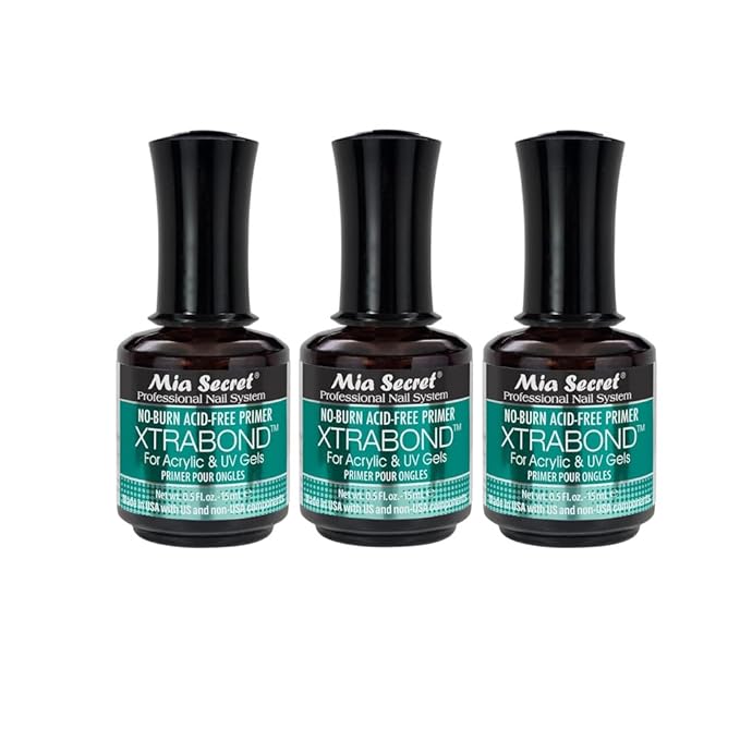 Mia Secret 3PCS No Burn Acid Free Primer Xtra Bond Acrylic Uv Gel 0.5 Fl Oz…