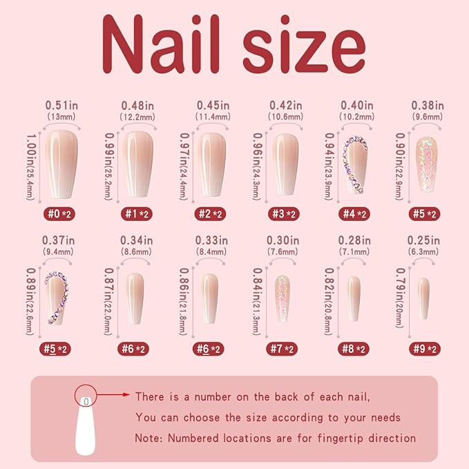 Yivaiks Rhinestone Press on Nails Pink Medium Length Stick on Nails for Women Glitter Artificial Acrylic Press on Fake Nails 24pcs