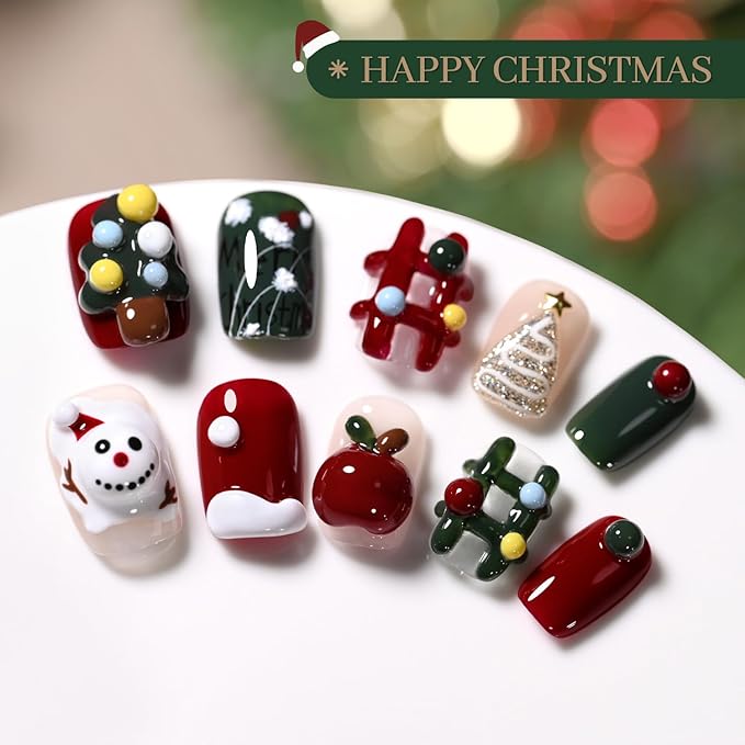 GAOY Red Christmas Gel Nail Polish Set, 6 Colors White Dark Green Glitter Sparkle Winter Soak Off UV Light Cure Gel Polish Kit for Salon and Nail Art DIY at Home