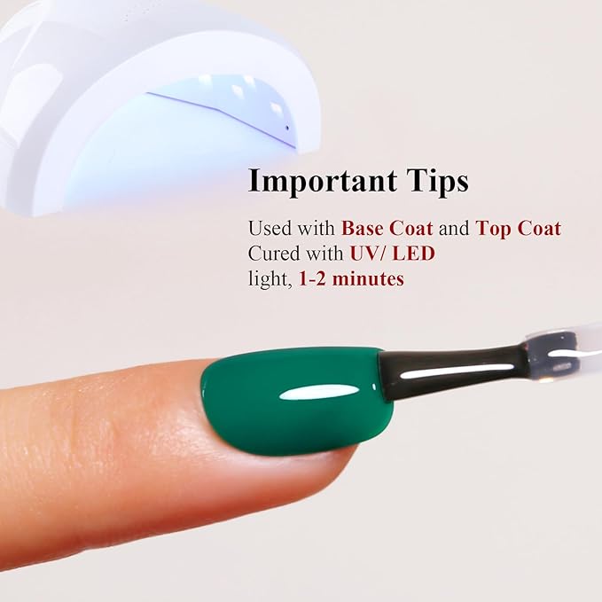 Gel Polish, 0.5 Fl Oz Christmas Green Gel Nail Polish Autumn Winter Soak Off LED UV Gel Nail Polish Art Starter Manicure Salon DIY Nail Gel Polish