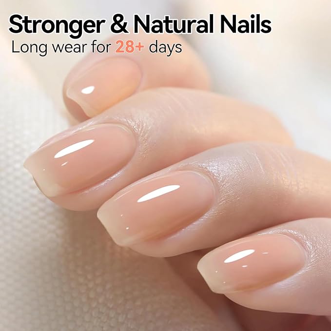 Born Pretty Builder Gel for Nails 15ML,8-in-1 Neutral Nude Cover Hard Gels for Nail Apex Building & Extensions,Translucent Base Gel & Rhinestone Glue in a Bottle,U V/LED Cured for DIY & Salon Use