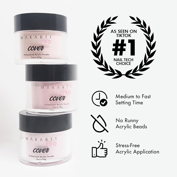 MakarttPro Acrylic Powder – Durable, Long-Lasting, Easy-Apply Formula for Nail Extensions, Overlays, Sculpting & Nail Art – 56g/2oz – Vanilla Cream, Perfect for Pros and At-Home Use