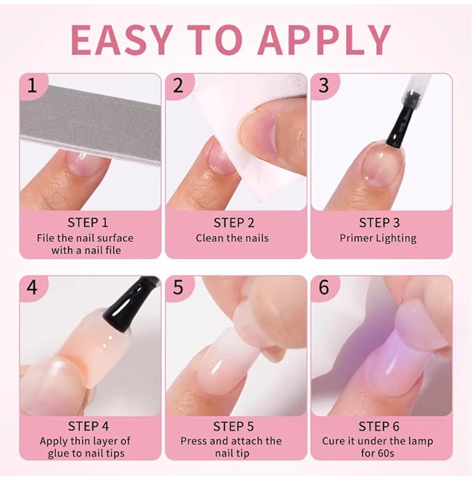 AddFavor 240pc Ombre Press on Nails Long Square, Acrylic Fake Nails Press ons Nail Tips Square Stick on Nails with Nail Glue and Adhesive Tabs for Women