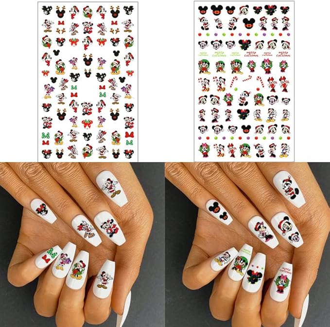 6 Sheets Christmas Nail Art Stickers Decals Cute Cartoon Snowflake Christmas Tree Self Adhesive Nail Stickers Supply Winter Xmas Nail Decals for Women DIY Manicure Tips Xmas Party Nail Decoration