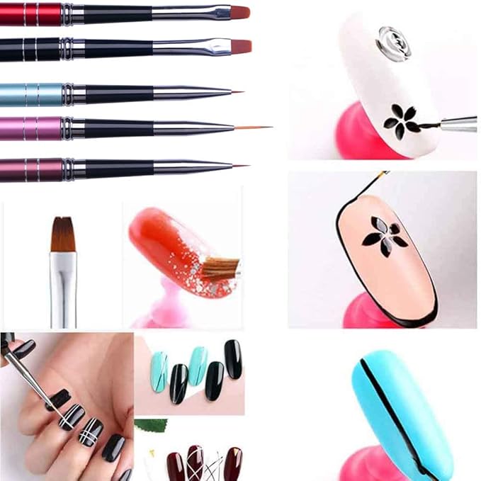 10Pcs Nail polish brush, Brush design for nail, UV Gel Painting Nail Art Design Brush Pen Set, Nail Dotting Painting Drawing Pen, Sable Acrylic Nails Round Nail Art Brush, Nail Phototherapy Pen