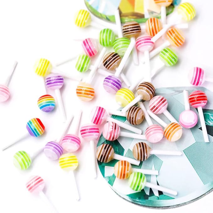 Nail Art 3D Charms Lollipop Kawaii Mini Candy Nail DIY Crafting Cartoon Accessories Manicure Mix Colors 100 PCS