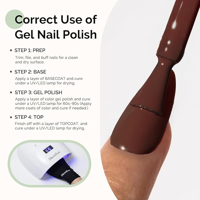 MelodySusie Hema Free Gel Nail Polish, 0.5 Fl Oz Thick Red Walnut Brown Gel Polish, Non-Toxic, Long Lasting, Soak Off UV Nail Polish, Manicure Nail Design Salon DIY Nail Art at Home B3201