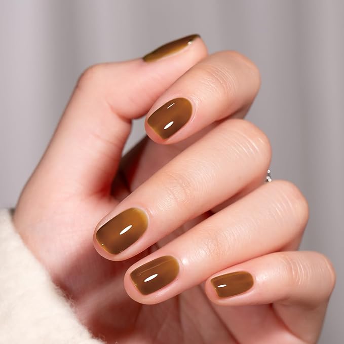 MAYCHAO 15ML Jelly Topaz Brown Gel Nail Polish 1Pc Transparent Amber Brown Gel Polish Soak Off UV LED Translucent Nail Polish Nail Art Starter Manicure Salon DIY at Home, 0.5 OZ