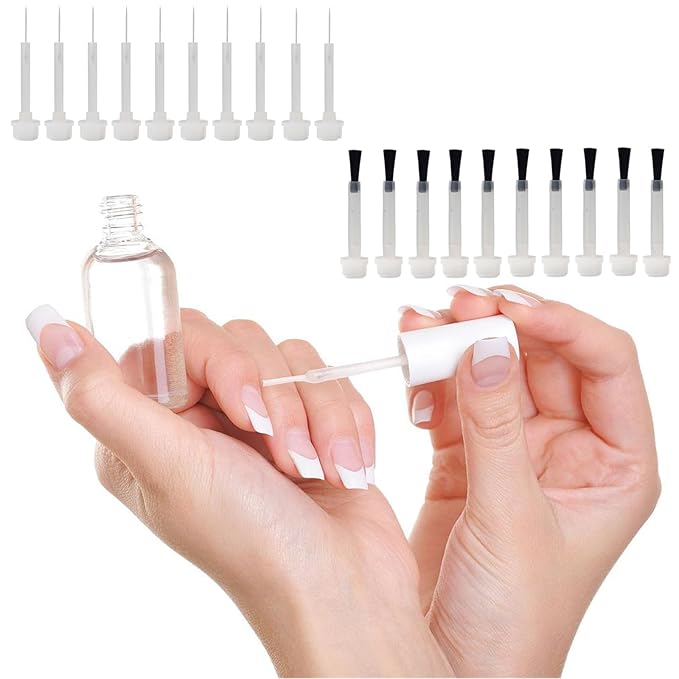 20pcs Nail Polish Brush Replacement, Disposable Nail Polish Brushes 2 Style Dip Powder Brush Liquid Replacement Brushes Nail Polish Bottles Brush for Nail Art