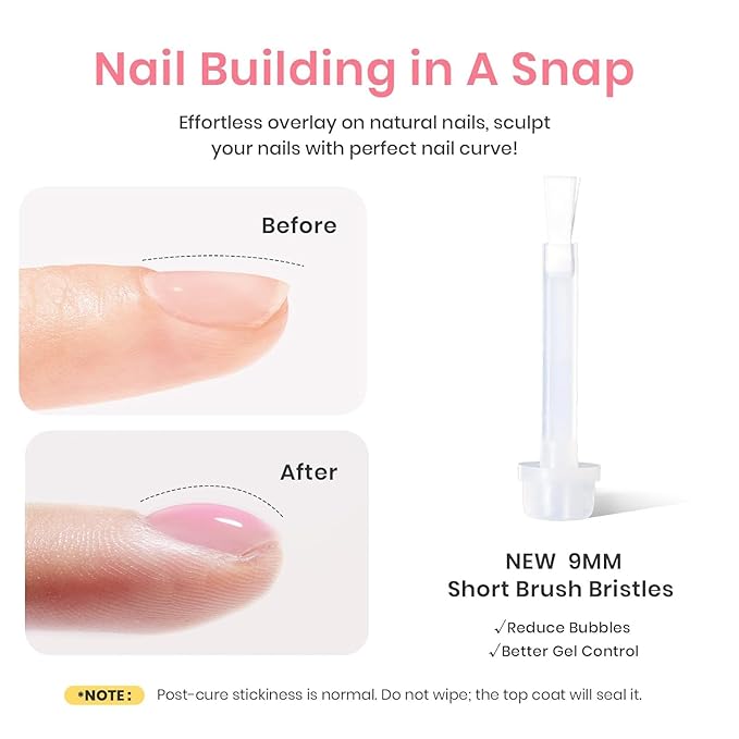Beetles Builder Gel Set HEMA-Free-Peach Breeze 6 Colors 8 in 1 Strengthening Apex Building Nail Extension for Beginners DIY Salon at Home,Nude Builder Nail Gel,UV & LED Lamp Needed