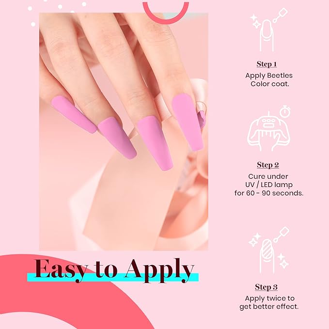 Beetles Pink Gel Polish - Bright Summer 15ML/0.51Fl Oz, Light Pink Gel Nail Polish, Soak Off UV LED Lamp Nail Art, Long-Lasting Manicure Salon DIY Home Spring Nails - Gifts for Her