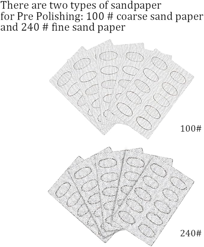 Nail Cuticle Pusher Self-Adhesive Sandpaper Manicure Kit Double Head Cuticle Pushers Nail Art Pre-polishing Sand Paper 240/100 Grit Sandpaper Sheets Nail Pusher Replace Sanding Paper Nail Care Tools