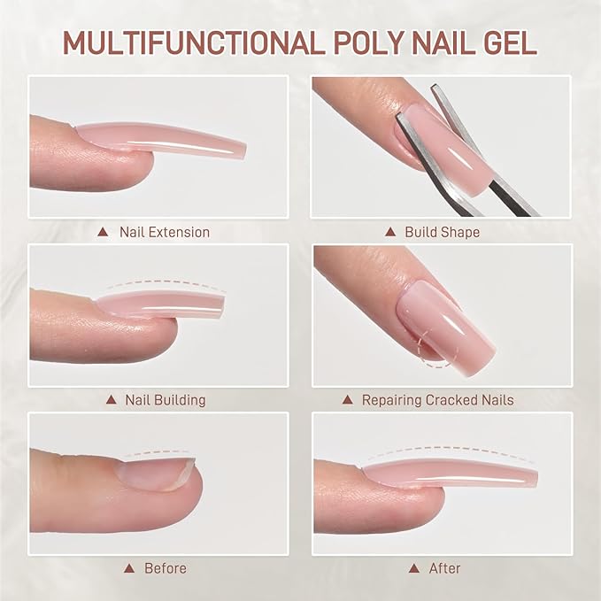 GAOY Poly Gel Nail Extension Kit with UV Light, 14 Colors Nude Pink Clear Jelly Builder Gel, All-in-One Starter Kit for French Manicure, Salon & DIY Home Nail Art, Love Letter