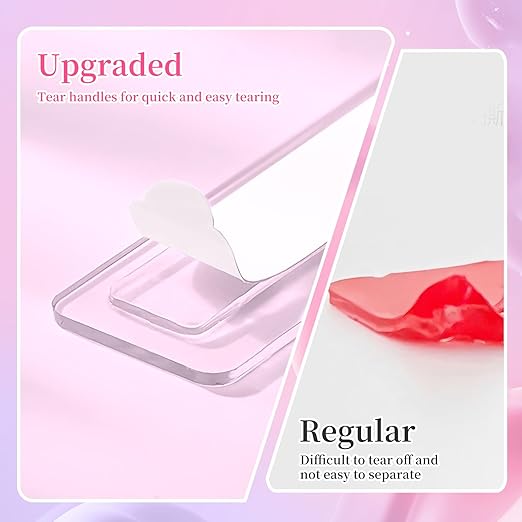 BQAN 12 Sheets Double Sided Nail Tape for Press On Nails Storage, Clear Adhesive Mounting Tapes for Nails Design Display/Fake Nail Storage/Manicure Packaging Organize