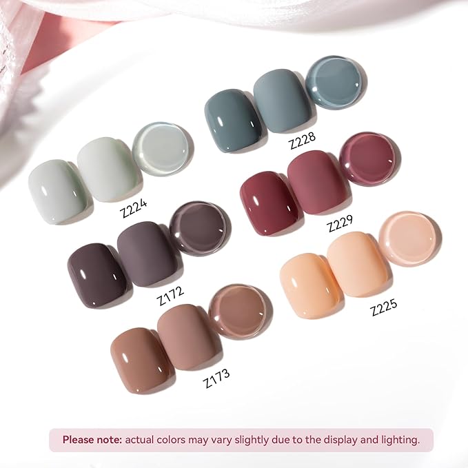 Nude Grays Nail Polish Set, 6 Colors Nude Pink Brown Red Dusty Rose Nail Polishes Neutral Color for All Seasons, Fast Air Dry Nail Art DIY at Home Manicure Gift for Women Girls