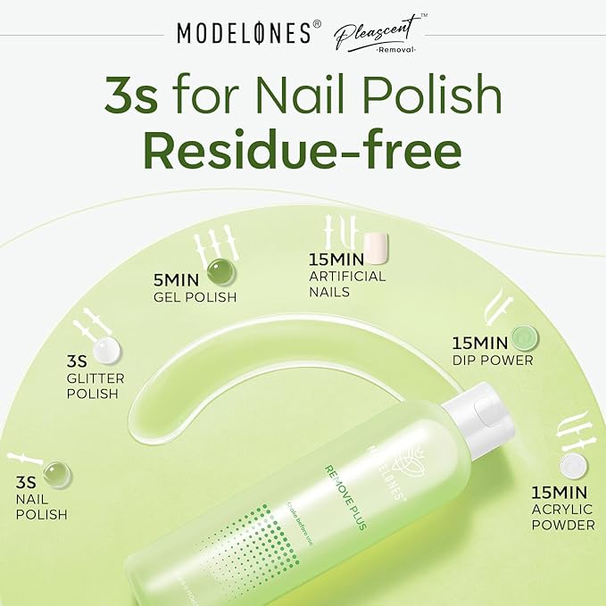 Modelones Acetone Nail Polish Remover, Professional Gel Polish Remover, Nail Glue Remover Natural Formula with Jojoba Oil for Nail Moisturizing & Care, Acrylic Dip Powder Remover(8 FL.Oz.), Cucumber